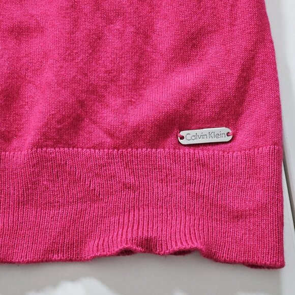 Calvin Klein Cardigan Women XL Pink LS Knit Unlined Stretch Branded Buttons Boho - Picture 11 of 15